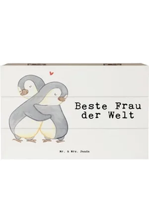 Mr. & Mrs. Panda Dekokiste Pinguin Beste Frau der Welt - Weiß - Geschenk, Dekokiste, Truhe, Gesc (1 St) weiß Ø 0 cm x 19 cm x 10 cm