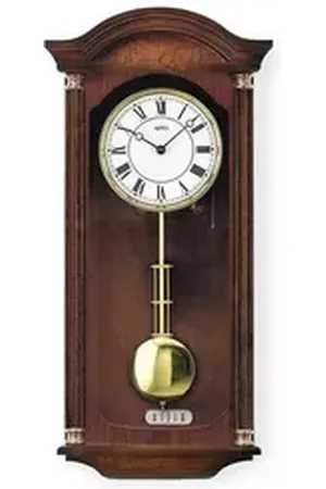 Ams Funk-Pendelwanduhr F5014/1 (Quarzuhr, Holzgehäuse, Nussbaum,Made in Germany,Wohnzimmer) braun