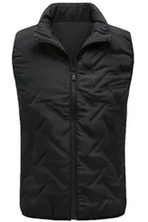 Allthemen Kurzweste Herren Winterweste mit Stehkragen Warm Outdoorweste Ärmellose Jacke schwarz XXL