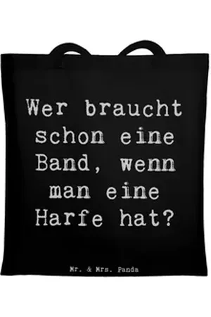 Mr. & Mrs. Panda Tragetasche Wer braucht schon eine Band, wenn man eine Harfe hat? - Schwarz - Ges (1-tlg), Design-Highlight schwarz
