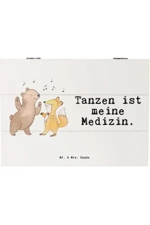 Mr. & Mrs. Panda Dekokiste Hase Tanzen Medizin - Weiß - Geschenk, XXL, Dankeschön, Holzkiste, Er (1 St) weiß Ø 0 cm x 18 cm x 15 cm