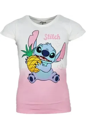 Disney Print-Shirt Lilo und Stitch Mädchen Kinder kurzarm T-Shirt Shirt 100% Baumwolle, Gr. 92 bis 128 rosa 116