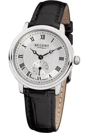 Regent Quarzuhr Damen Uhr GM-1440 Leder Quarz, (Analoguhr), Damen Armbanduhr rund, klein (ca. 28mm), Lederarmband schwarz