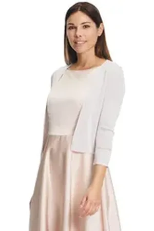Vera Mont Strickjacke Strickbolero ohne Verschluss (1-tlg) Glitzer silberfarben XL