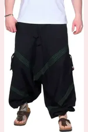 Kunst und Magie Haremshose Bequeme Goa Cargo Haremshose für Herren/Unisex Pluderhose Baggy schwarz 3XL