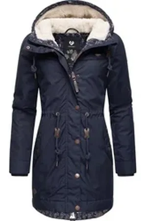 Ragwear Winterjacke YM-Canny stylischer Damen Kurzmantel Parka mit Kapuze blau 5XL (50)