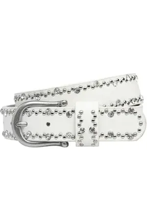 CASPAR Nietengürtel GU292 Damen Gürtel mit dezentem Strass und Nieten Dekor weiß 95 für Körperumfang 96-100 cm