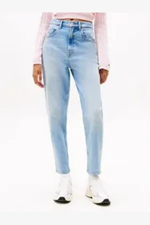 Tommy Hilfiger Mom-Jeans High waist - Mom-Jeans Tapered mit Logo-Stickereien, in knöchelfreier Länge blau 26