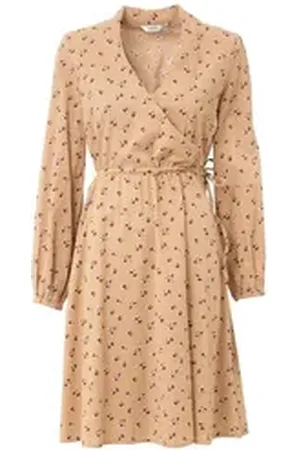 B YOUNG Midikleid ILINA (1-tlg) Drapiert/gerafft beige|braun 42