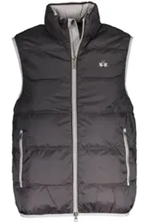 La Martina Outdoorjacke Ärmelloses Herrenhemd Schwarz mit Stickerei und Reißverschluss L