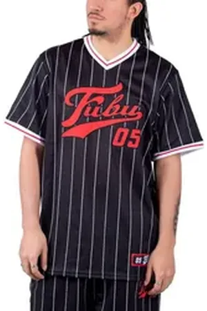 FUBU Baseballtrikot Varsity Pinstriped Mesh Tee schwarz M