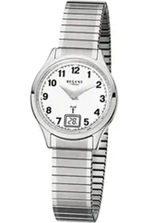 Regent Funkuhr Damen-Armbanduhr silber, (Funkuhr), Damen Funkuhr rund, klein (ca. 29mm), Edelstahlarmband silberfarben