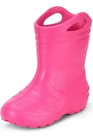 Ladeheid Federleichte Regenschuhe Kinder mit Griffen KL051 Gummistiefel mit herausnehmbare Einlegesohle rosa 27 EU