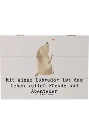 Mr. & Mrs. Panda Dekokiste 25 x 18 cm Labradorleben - Grau Pastell - Geschenk, treue Begleiter, (1 St) grau