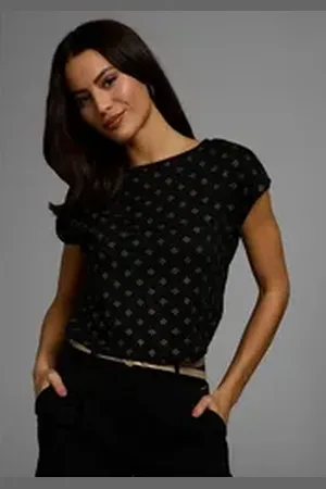 Laura Scott Rundhalsshirt mit minimalistischem Graphik-Allover-Print - NEUE KOLLEKTION schwarz 32/34