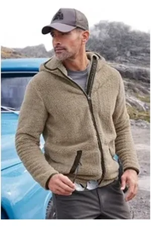 john devin Kapuzenstrickjacke in weichem Teddyfleece beige L (52/54)