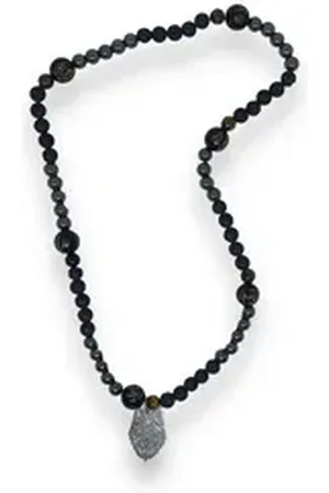 Aaron Bane Perlenkette Lava Hämatit Perlenkette Mala Perlen und Wolfsanhänger Hand Made (1-tlg)