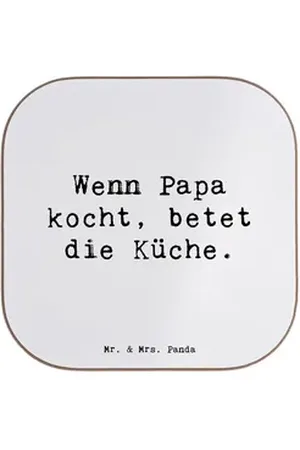 Mr. & Mrs. Panda Getränkeuntersetzer Vater Koch - Weiß - Geschenk, Küchenabenteuer, Vater und Kind, Geburt, 1-tlg. weiß
