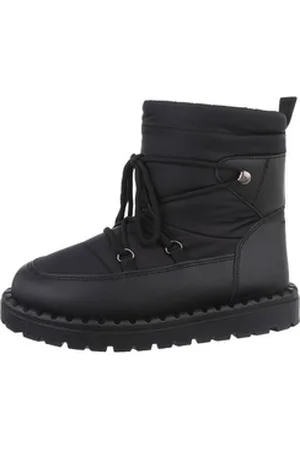 Ital-Design Damen Snowboots Freizeit Snowboots Flach Schnürstiefeletten in Schwarz schwarz 40 EU
