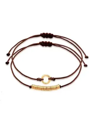 Elli Armband Set Beads Kreis Nylon 2er Set 925 Sterling Silber, Kreis braun