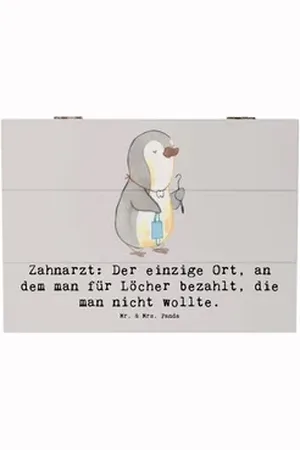 Mr. & Mrs. Panda Dekokiste 25 x 18 cm Zahnarzt Lochgebühr - Grau Pastell - Geschenk, Sprüche, Ge (1 St), Nachhaltig und langlebig grau