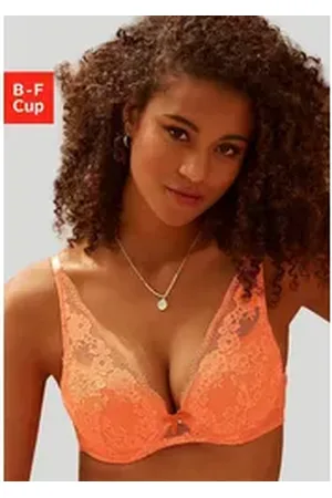 Lascana Push-up-BH aus blumiger Spitze im High-Apex Schnitt, Dessous orange 95