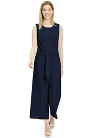 Betty & Co Betty&Co Overall Jumpsuit ohne Arm (1-tlg) Falten blau 40