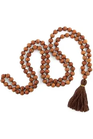 BODHI Perlenkette Mala Yoga Kette mit Sandelholz-Duft, farbige Quaste, 108 Perlen braun braun
