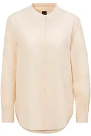 HUGO BOSS ORANGE Klassische Bluse C_Befelize_21 Chambray Qualität, Stehkragen orange 38