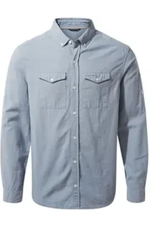 Craghoppers Langarmshirt - Kiwi Linen LS Shirt Herren Hemd UV Outdoorhemd, blau