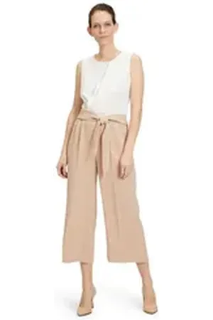 Betty & Co Betty&Co Overall Jumpsuit ohne Arm (1-tlg) Falten braun 46