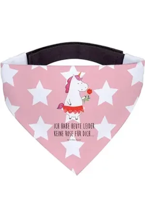 Mr. & Mrs. Panda Hundefliege Einhorn Dame - Rot Pastell - Geschenk, Einhörner, Tuch, Unicorn, fein, Polyester rot L