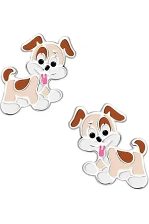 schmuck23 Paar Ohrstecker Kinder Ohrringe Hund 925 Silber Mädchen Ohrstecker, Mädchen Kinderschmuck echte Silberohrringe bunt|silberfarben