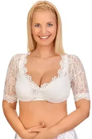 KRÜGER Dirndlbluse Dirndlbluse - AURELIA - weiß, creme, schwarz 44