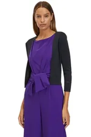 Vera Mont Strickjacke Strickbolero ohne Verschluss (1-tlg) Glitzer blau XL