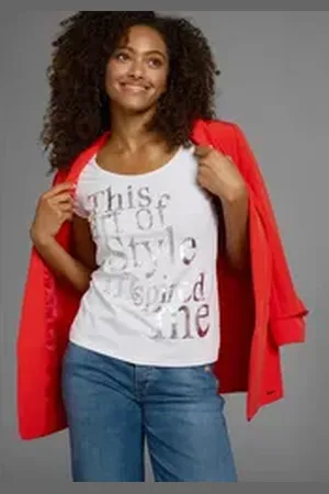 Laura Scott T-Shirt sehr figurbetont, mit frischem Print, Rundhals, für die Freizeit weiß 40