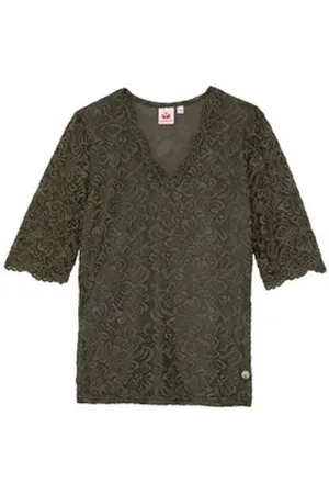 SPIETH & WENSKY Trachtenbluse Blusenshirt - ARKTIS - lilarosa, olivgrün grün 50