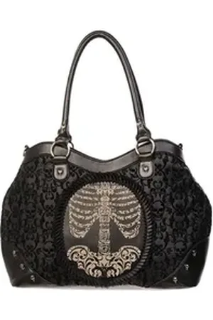 Banned Retro Schultertasche Narcissus Cameo, Verstellbarer Schultergurt schwarz