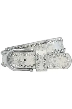 CASPAR Nietengürtel GU292 Damen Gürtel mit dezentem Strass und Nieten Dekor silberfarben 100 für Körperumfang 101-109 cm