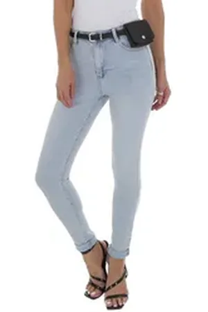 Ital-Design Skinny-fit-Jeans Damen Freizeit (80943929) Stretch High Waist Jeans in Hellblau blau M/38