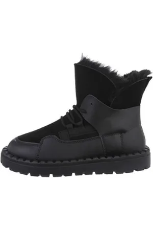 Ital-Design Damen Snowboots Freizeit Snowboots Flach Schnürstiefeletten in Schwarz schwarz 41 EU