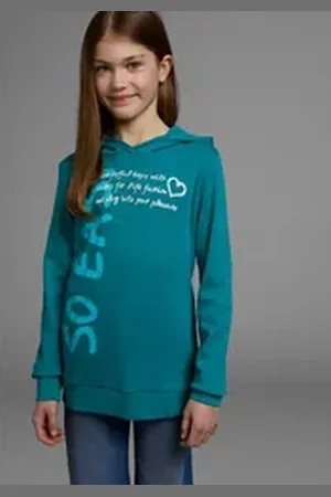 Kidsworld Kapuzenshirt SO EASY - Print Langarm, Basic-Passform, mit modischen Drucken grün 152/158