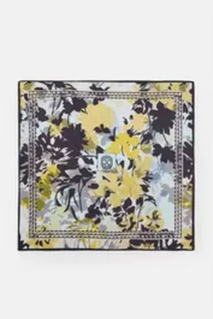 Comma, Comma Halstuch Hochwertiges Seidentuch mit ornamentalem Print blau