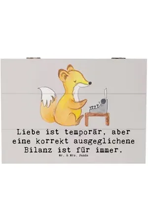 Mr. & Mrs. Panda Dekokiste 25 x 18 cm Buchhalter Weisheit - Grau Pastell - Geschenk, Finanzen, B (1 St), Nachhaltig und langlebig grau