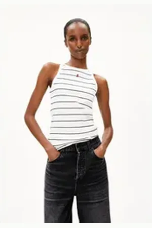 Armedangels Shirttop KATAALIN FINE STRIPES Damen (1-tlg., Fitted) empty schwarz XS/34