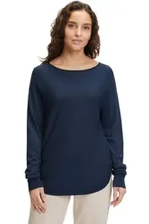 Betty & Co Betty&Co Strickpullover Feinstrickpullover mit U-Boot-Ausschnitt (1-tlg) Schlitz blau 36