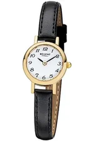 Regent Quarzuhr Damen-Armbanduhr schwarz Analog, (Analoguhr), Damen Armbanduhr rund, klein (ca. 20mm), Lederarmband schwarz