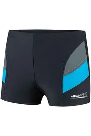 Aquaspeed Badehose Elastische Badehose 152 cm Enganliegend & chlorresistent (Sportlich & stylish – Badehose mit dynamischen Details & Farben) Chlor- & UV-beständiges Material – kein Ausbleichen oder Verschleiß blau|grau 152 cm