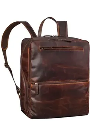 STILORD Notebookrucksack "Ettore" Großer Business Rucksack Herren Leder 17 Zoll Laptoprucksack braun