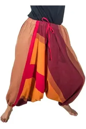 Kunst und Magie Haremshose Unisex Haremshose onesize Bunt Hippie Goa Fair Boho Baggy Pluder-Hose orange|rot
